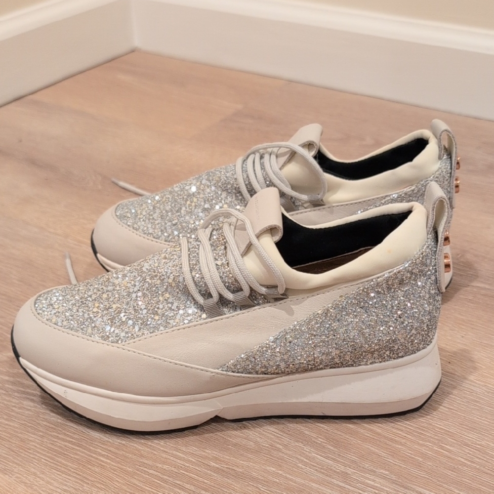 Alexander Smith Sparkling Silver Women's Leather Sneakers